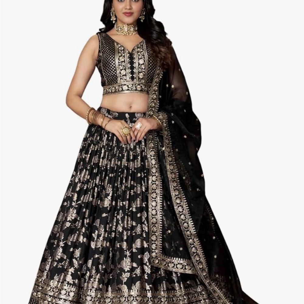 Elegant Black and Gold Lehenga
